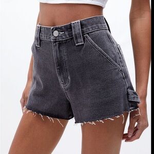PacSun Black Carpenter High Waisted Denim Shorts Size 27